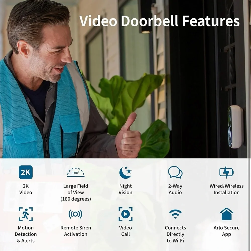 Willa Arlo Interiors Black and White Video Doorbell